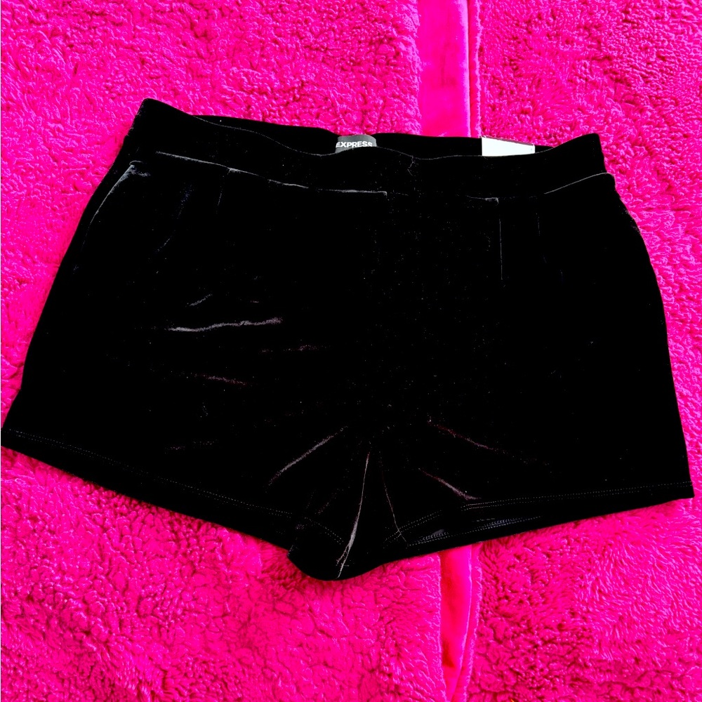 Black High Rise Velvet Shorts